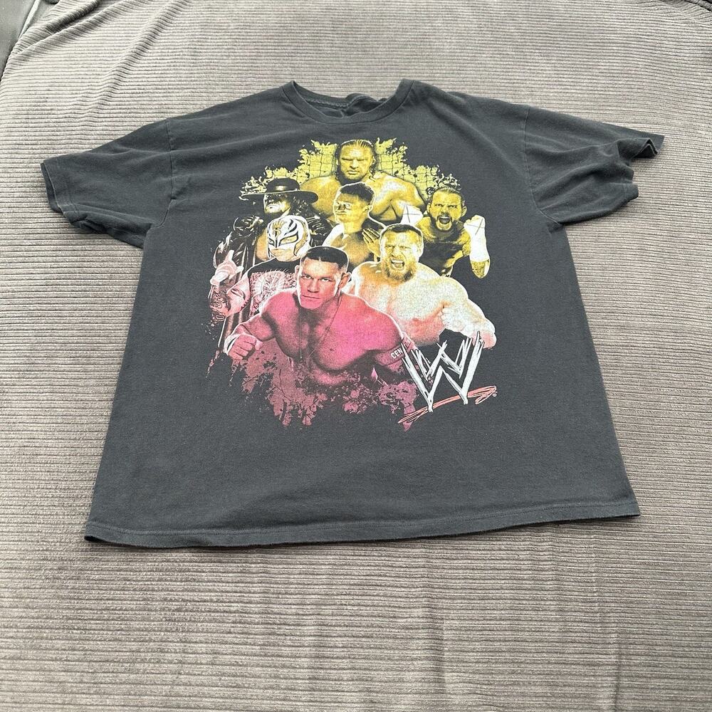 WWE John Cena Collage Black‎ Graphic T-Shirt Men XL X-Large Cotton Wrestling.